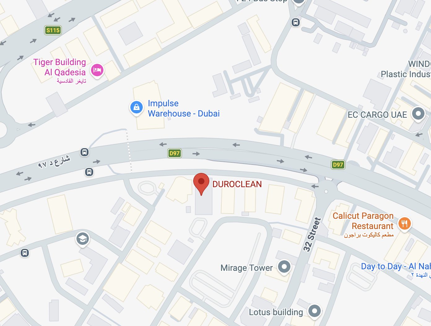 Map showing DUROCLEAN location in Dubai